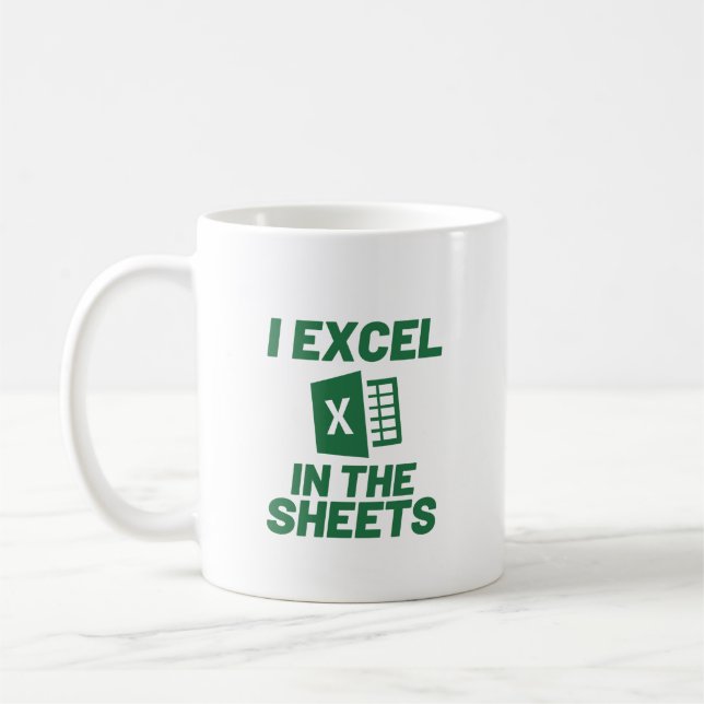 I Excel in den Blättern Spreadshee Funny Accountan Kaffeetasse (Links)