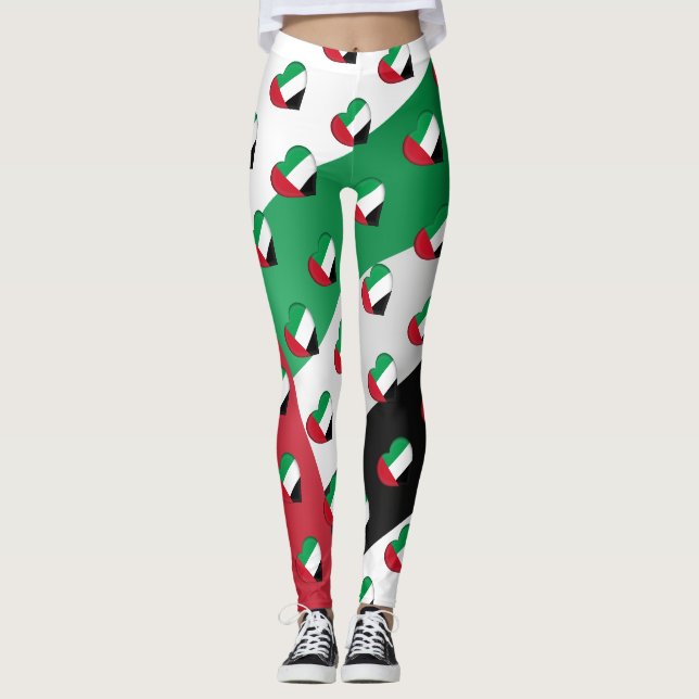 I färbt Flagge Liebe-United Arab Emirates UAE Leggings (Vorderseite)