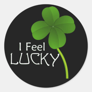 I Feel Lucky Vierblättriges Kleeblatt Runder Aufkleber