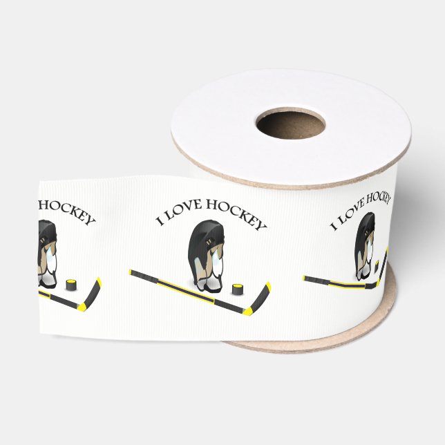 I fertigen Liebehockey mit Stock und Sturzhelm Ripsband (Spule)