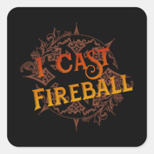 I Feuerball Quadratischer Aufkleber