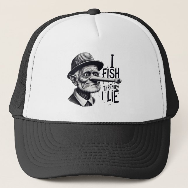I Fish Therefore I Lie Cap Truckerkappe (Vorderseite)