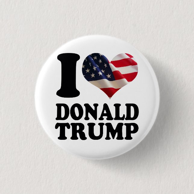 I Flagge-Herz Donald Trump Button (Vorderseite)