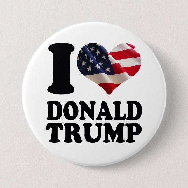 I Flagge-Herz Donald Trump Button (Vorderseite)