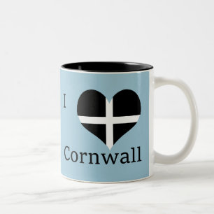 I Flaggen-Herz-Entwurf St. Piran Zweifarbige Tasse