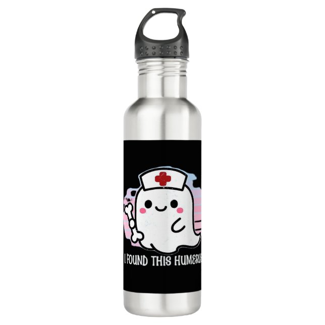 I Found This Humerus Funny Halloween Nurse Ghost B Edelstahlflasche (Vorderseite)