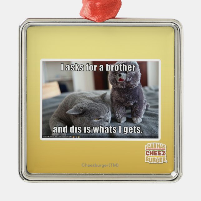 I fragt für einen Bruder Silbernes Ornament (Vorne)