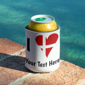 I (Funky Heart Shaped Danish Flag) Your Text Dosenkühler