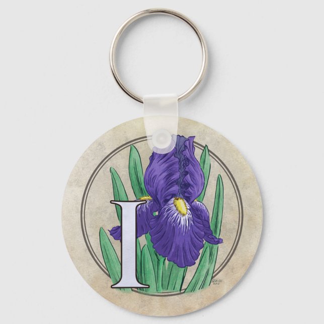 I für die Iris-Blume Monogram Schlüsselanhänger (Vorderseite)