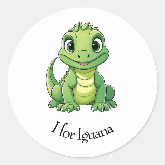 I für Iguana Runder Aufkleber (Vorderseite)