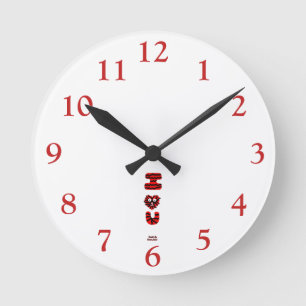 I Fuzzy U Acrylic Wall Clock Runde Wanduhr