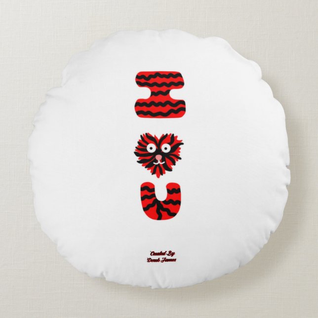 I Fuzzy U Round Throw Kissen (Vorderseite)