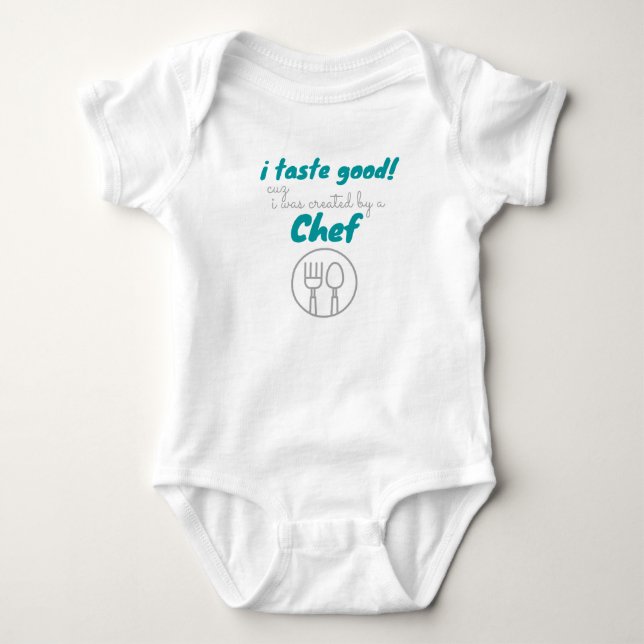 i Geschmack gut i wurde von einem Koch niedlich Baby Strampler (Vorderseite)
