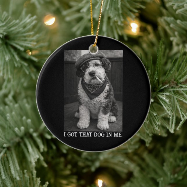 I Got That Dog In Me Funny Sheepadoodle Photo Keramik Ornament (Baum)