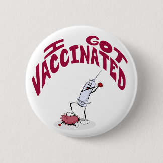 "I GOT VACCINATED" Alberne Cartoon Spritze und Vir Button