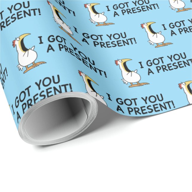 I GOT YOU A PRESENT! shouty chicken Geschenkpapier (Rolleneckpunkt)