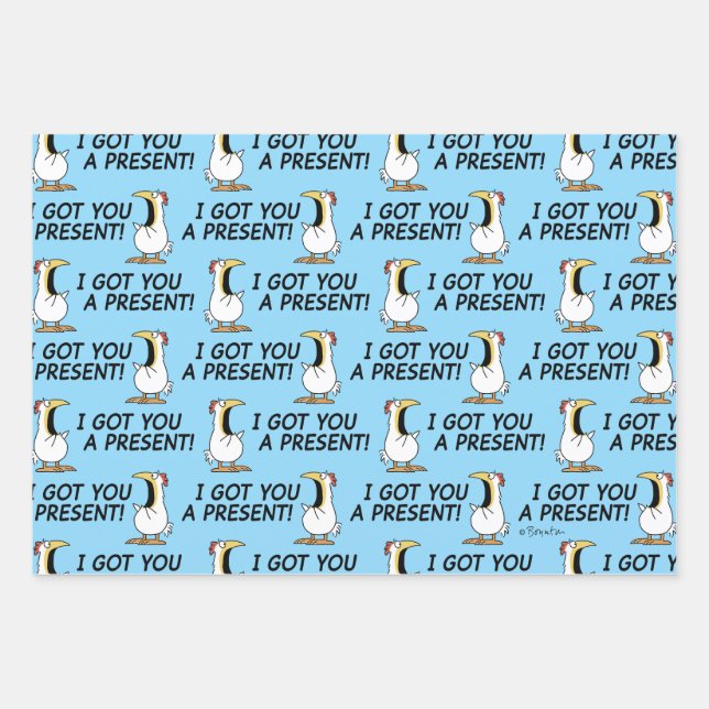 I GOT YOU A PRESENT! shouty chicken Geschenkpapier Set (Vorderseite 3)