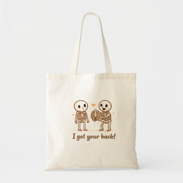 I Got Your Back Cute Skeleton Halloween Quote Tragetasche (Vorne)