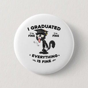 I Graduate Cl 2025 Funny Black Cat Gradu Button