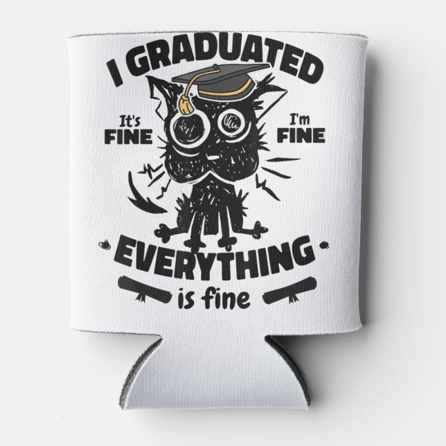 I Graduate Class Funny Black Cat Abschluss Dosenkühler (Vorderseite)