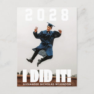 I HABE ES kühne Typografie Einfaches Foto Abschlus Ankündigungspostkarte