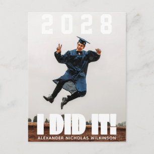 I HABE ES kühne Typografie Einfaches Foto Abschlus Einladungspostkarte