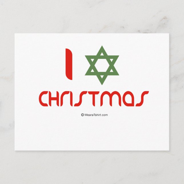 I Hanukkka Weihnachtsgrün Feiertagspostkarte (Vorderseite)