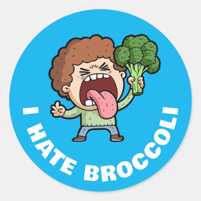 I Hate Broccoli Runder Aufkleber (Vorderseite)