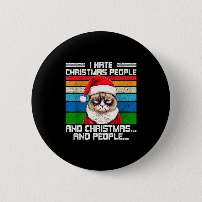 I Hate Christmas Holidays Haters Black Uni-adults  Button (Vorderseite)