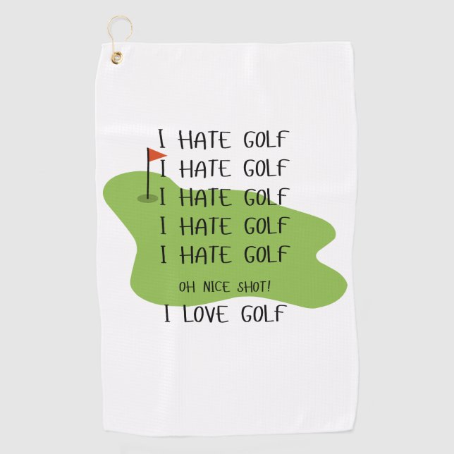 "I Hate Golf" Funny Golf Handtuch (Vorderseite)