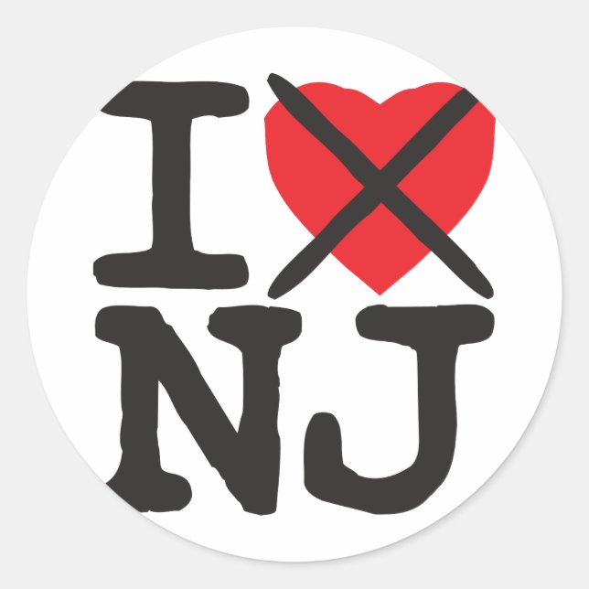 I Hate NJ - New Jersey Runder Aufkleber (Vorderseite)