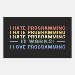 I Hate Programming - Funny Programmer I Rechteckiger Aufkleber
