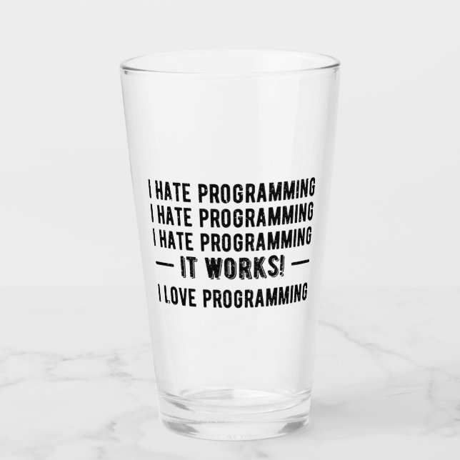 I Hate Programming - Funny Programmer II Glas (Vorderseite)