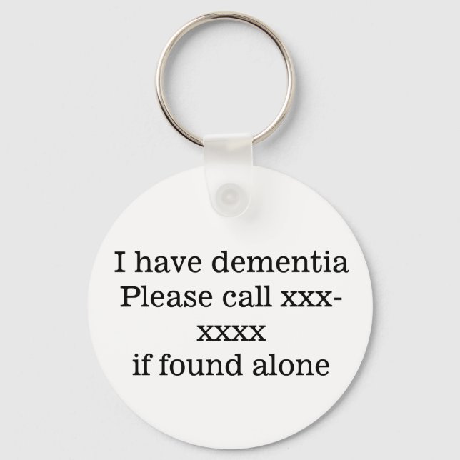 I have dementia, please call template emergency ID Schlüsselanhänger (Vorderseite)