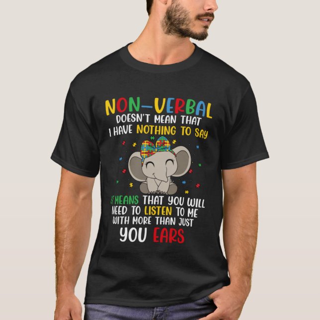 I Have Non Verbal Autism Awareness Puzzle T-Shirt (Vorderseite)