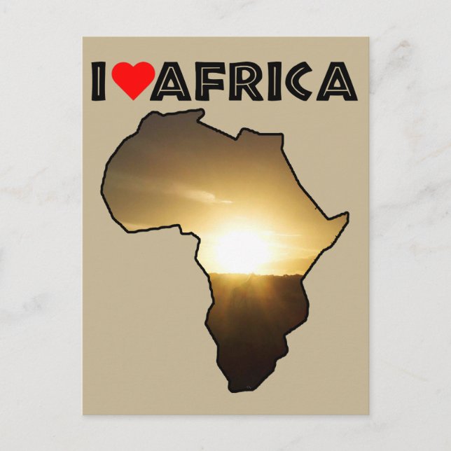 I Heart Africa Giraffe Sunset Postcard Postkarte (Vorderseite)
