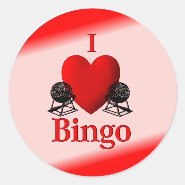 I Heart Bingo Runder Aufkleber (Vorderseite)