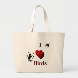 I Heart Birds Tote Bag Jumbo Stoffbeutel