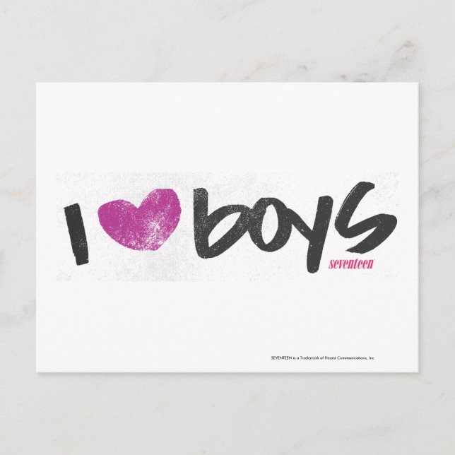 I Heart Boys Lila Postkarte (Vorderseite)