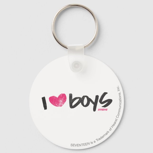 I Heart Boys Magenta Schlüsselanhänger (Vorderseite)