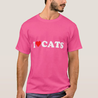 I heart Cat I Liebe Katzen niedliches rotes Herz C T-Shirt