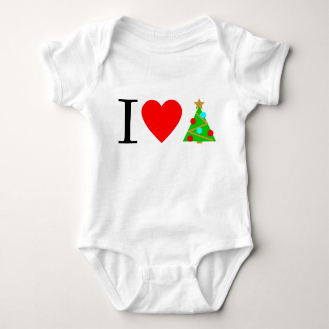I Heart Christmas Tree Baby Anzug Baby Strampler (Vorderseite)