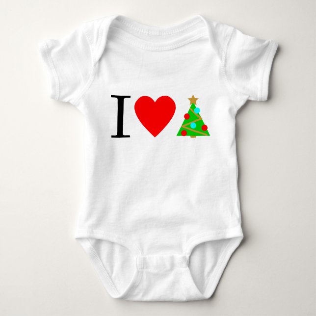 I Heart Christmas Tree Baby Anzug Strampler (Vorderseite)