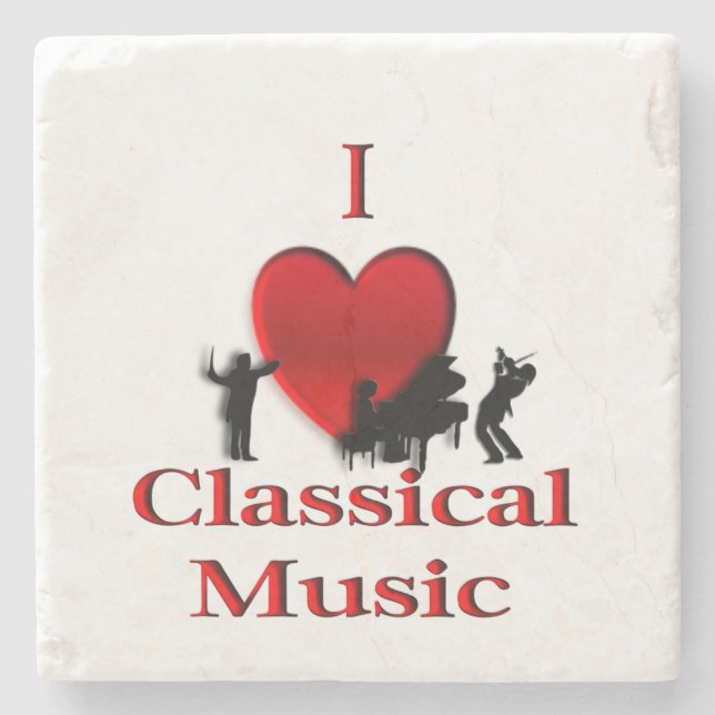 I Heart Classic Music Steinuntersetzer (Vorderseite)