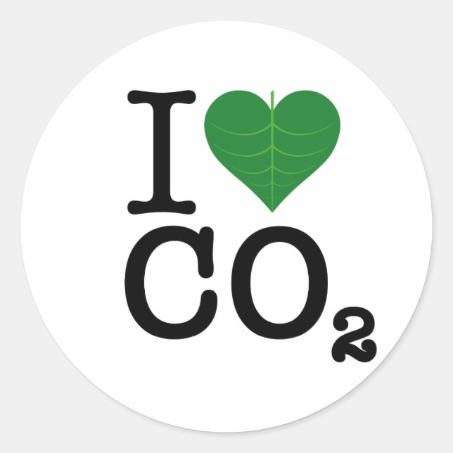 I Heart CO2 Runder Aufkleber (Vorderseite)