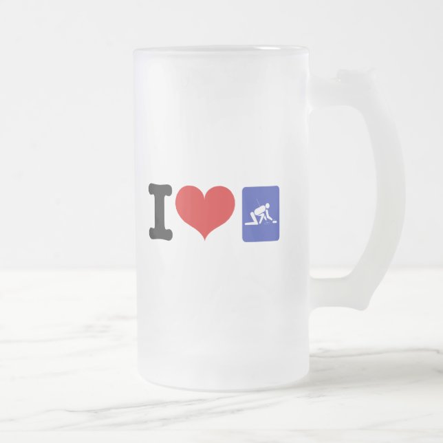 I Heart Curling Mattglas Bierglas (Rechts)