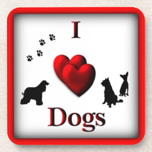 I Heart Dogs Square Drink Untersetzer