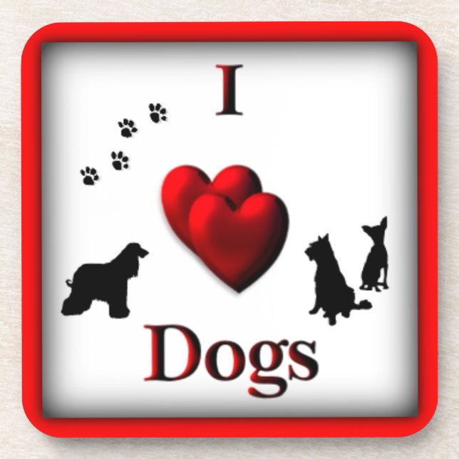 I Heart Dogs Square Drink Untersetzer (Vorderseite)