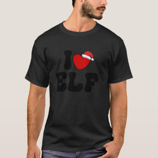 I Heart ELF Weihnachten Weihnachtsmannmütze Rotes T-Shirt