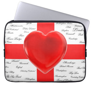I Heart England Flag St George Patriotic Laptopschutzhülle